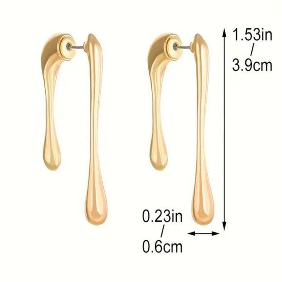 Luxurious Irregular Shape Teardrop Earrings 14K White Gold Plated - Picture 4 of 5